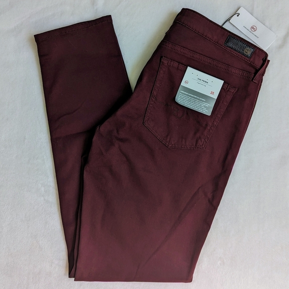AG The Prima Jean High Rise Skinny Cigarette Stretch Sateen Deep Currant 32 NWT - Picture 2 of 16